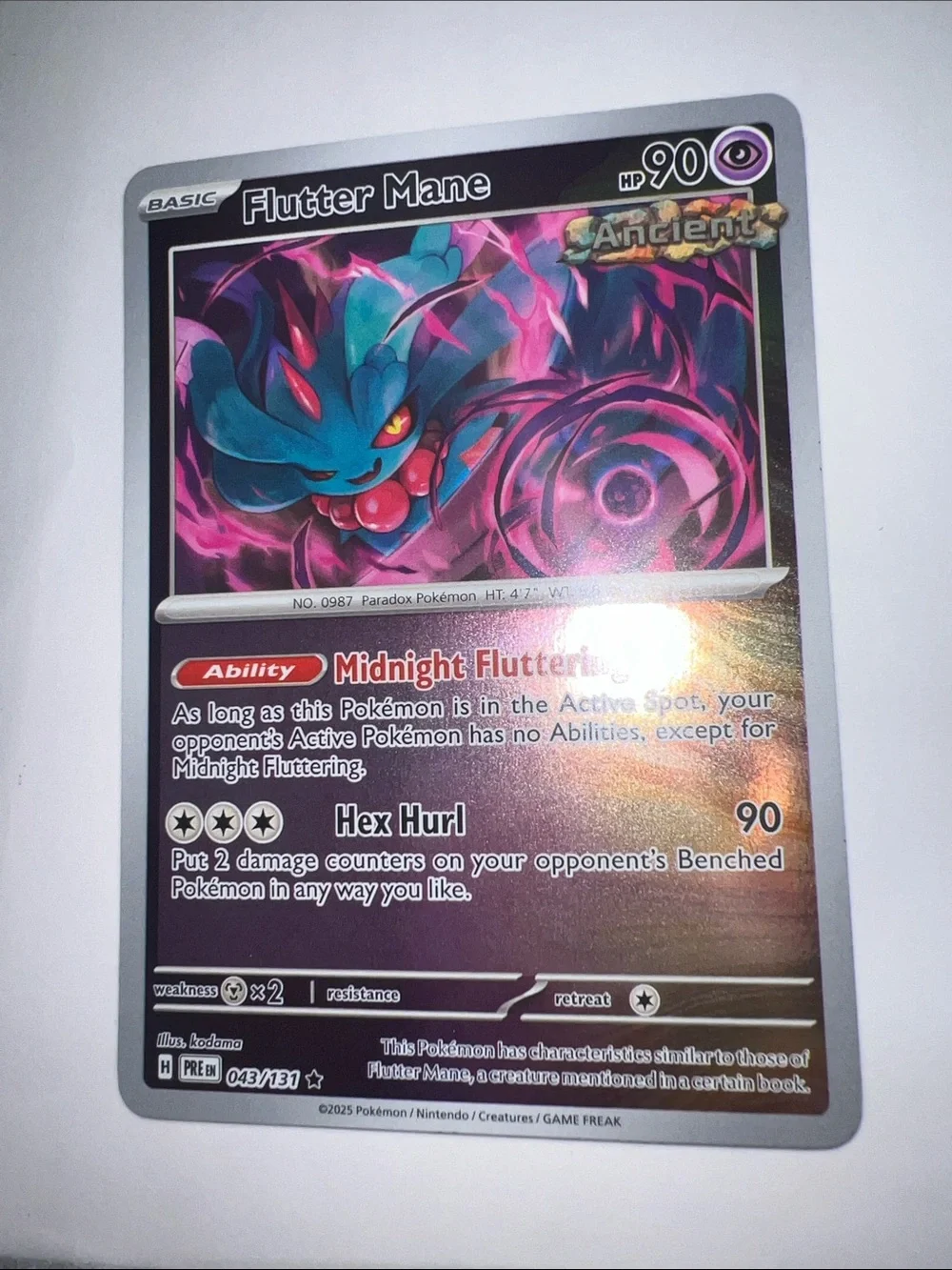 Pokemon Flutter Mane Trading Card - Purple, Pink & Teal